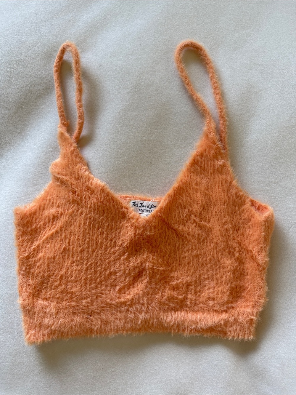 For Love & Lemons Orange Fuzzy Knit Tank